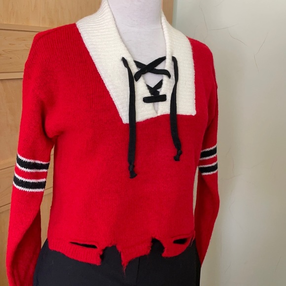Please Red Wool Sweater, Size S - Picture 13 of 13